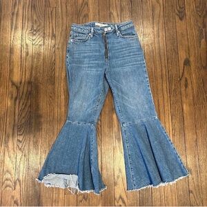 Topshop Blue Wide Leg Flare Jeans